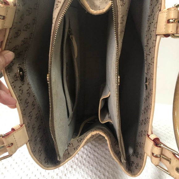 Dooney & Bourke Buckel Satchel Tote Bag Signature Design w/ Leather Trim - Picture 13 of 15